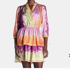 Current Air Silky Color Block Dress Sz S